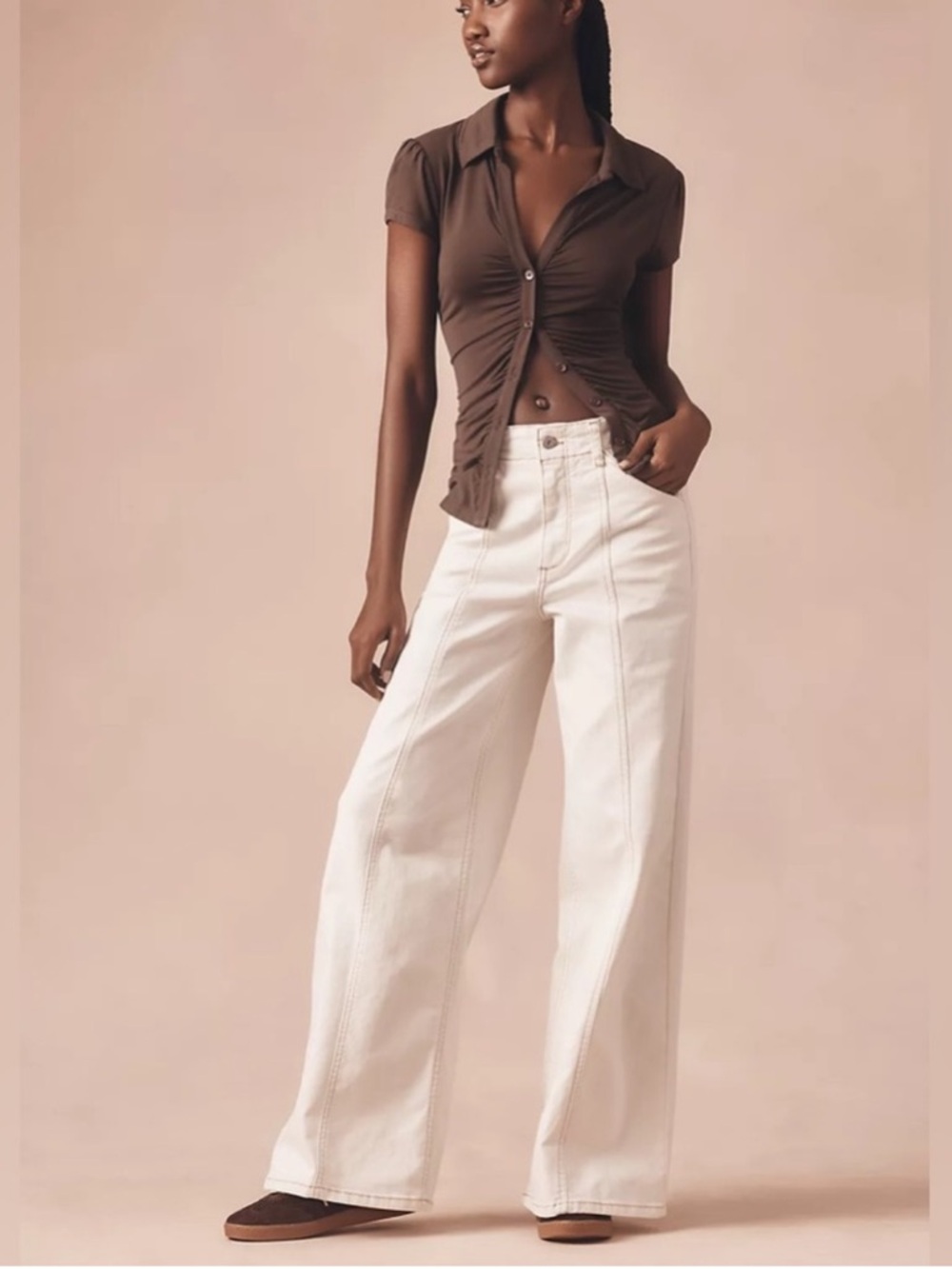 Anthropologie Maeve The Delaney Clean-Seamed High-Rise Wide-Leg Jeans